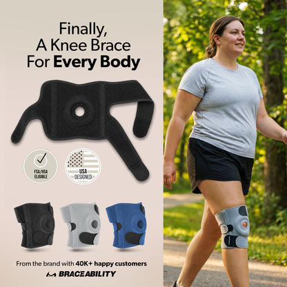 Plus Size Knee Brace for Women and Men, Open Patella Wrap Support for Arthritis and Big Thighs