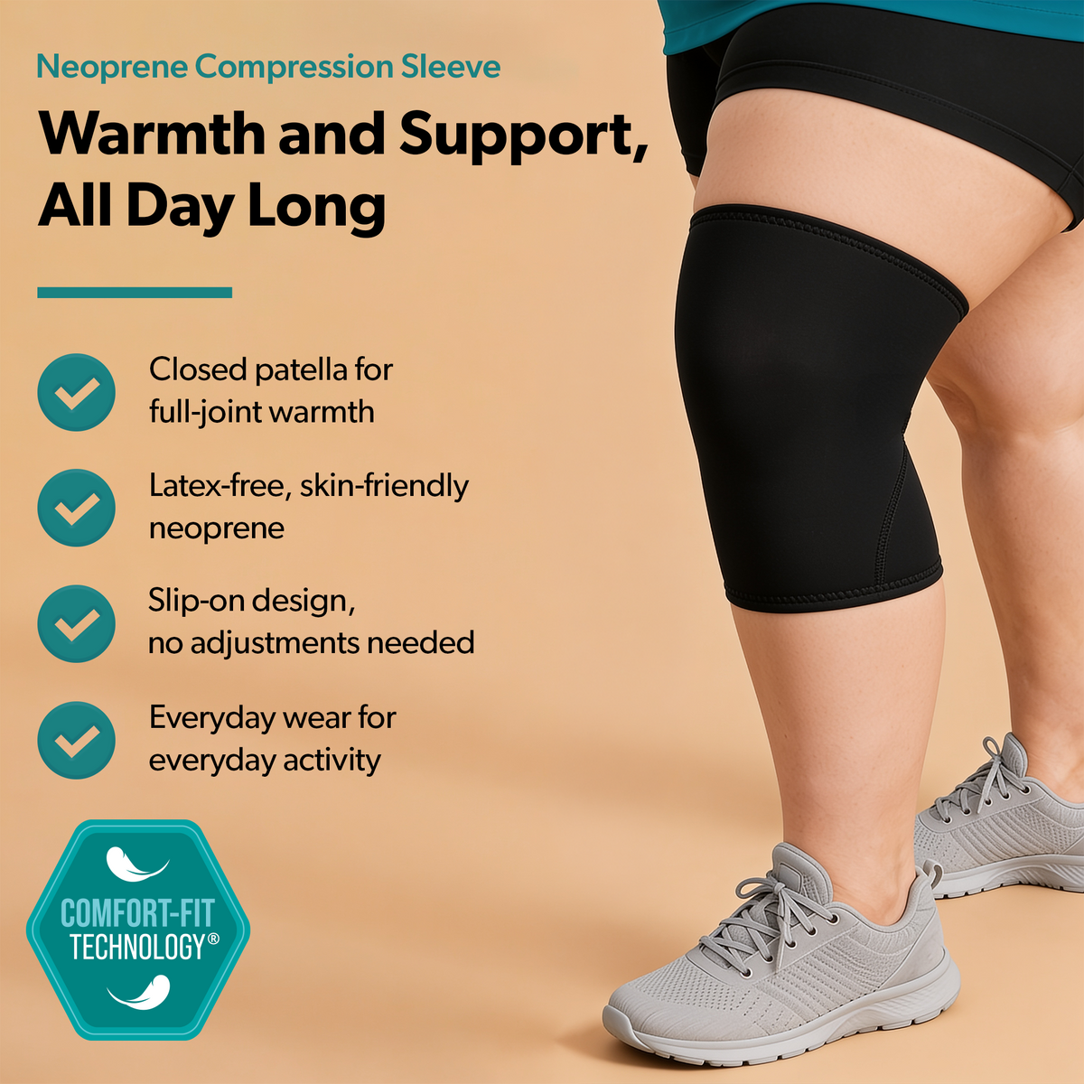 Plus Size Neoprene Knee Sleeve for Arthritis Relief and Daily Comfort
