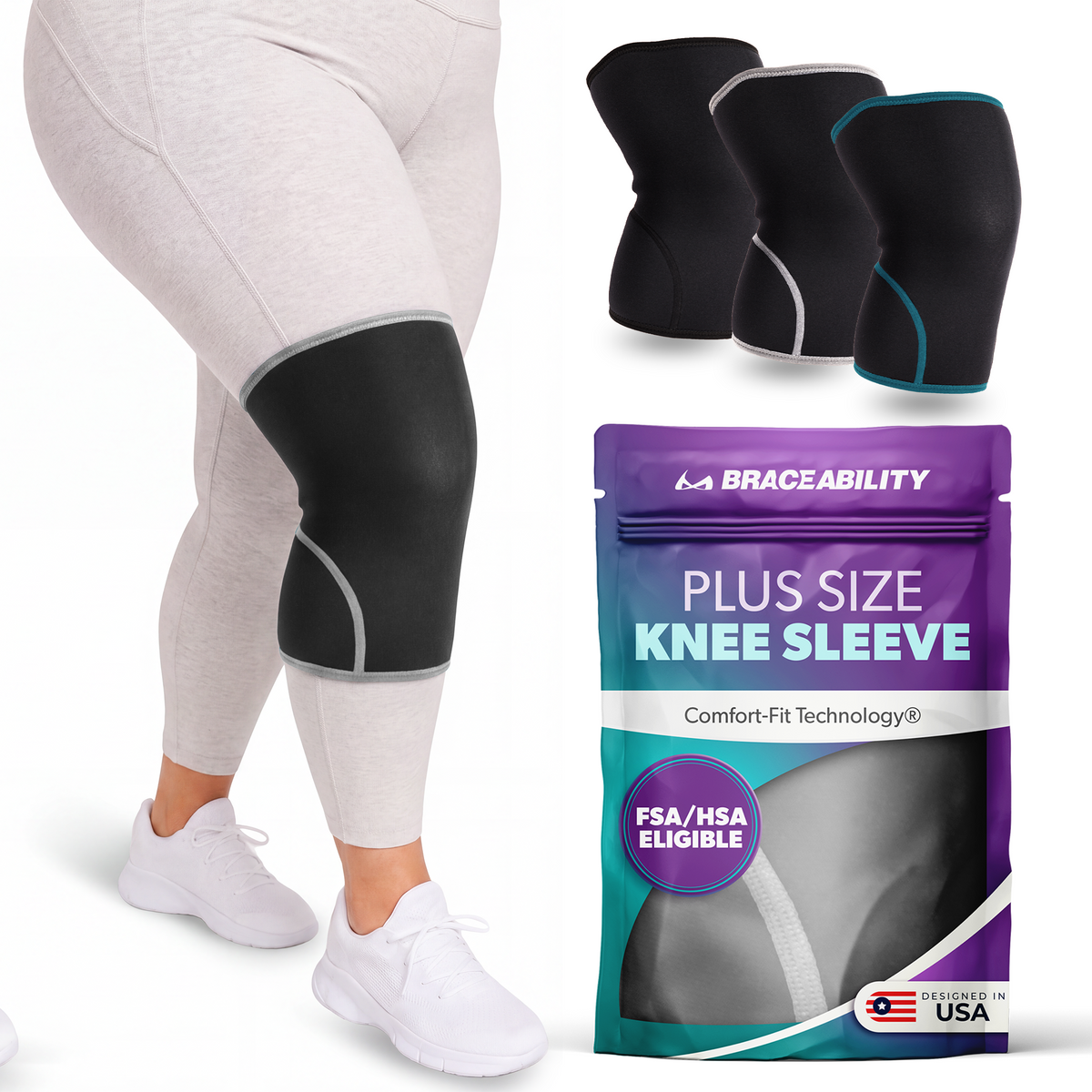Plus Size Neoprene Knee Sleeve for Arthritis Relief and Daily Comfort