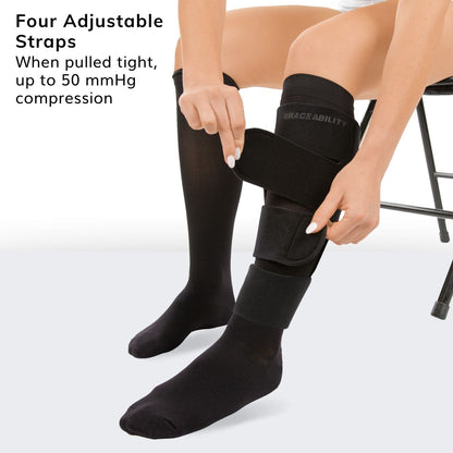 Lymphedema Leg Wrap | Compression Sleeve for Lower Extremity Swelling, Edema, Lymphatic Drainage (Pair of 20-30 mmHg Socks Included)