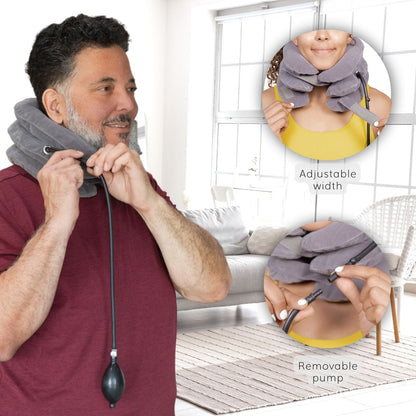 Inflatable Neck Traction Device - Soft Cervical Stretcher Pillow with Pump for At-Home Decompression - FINAL SALE