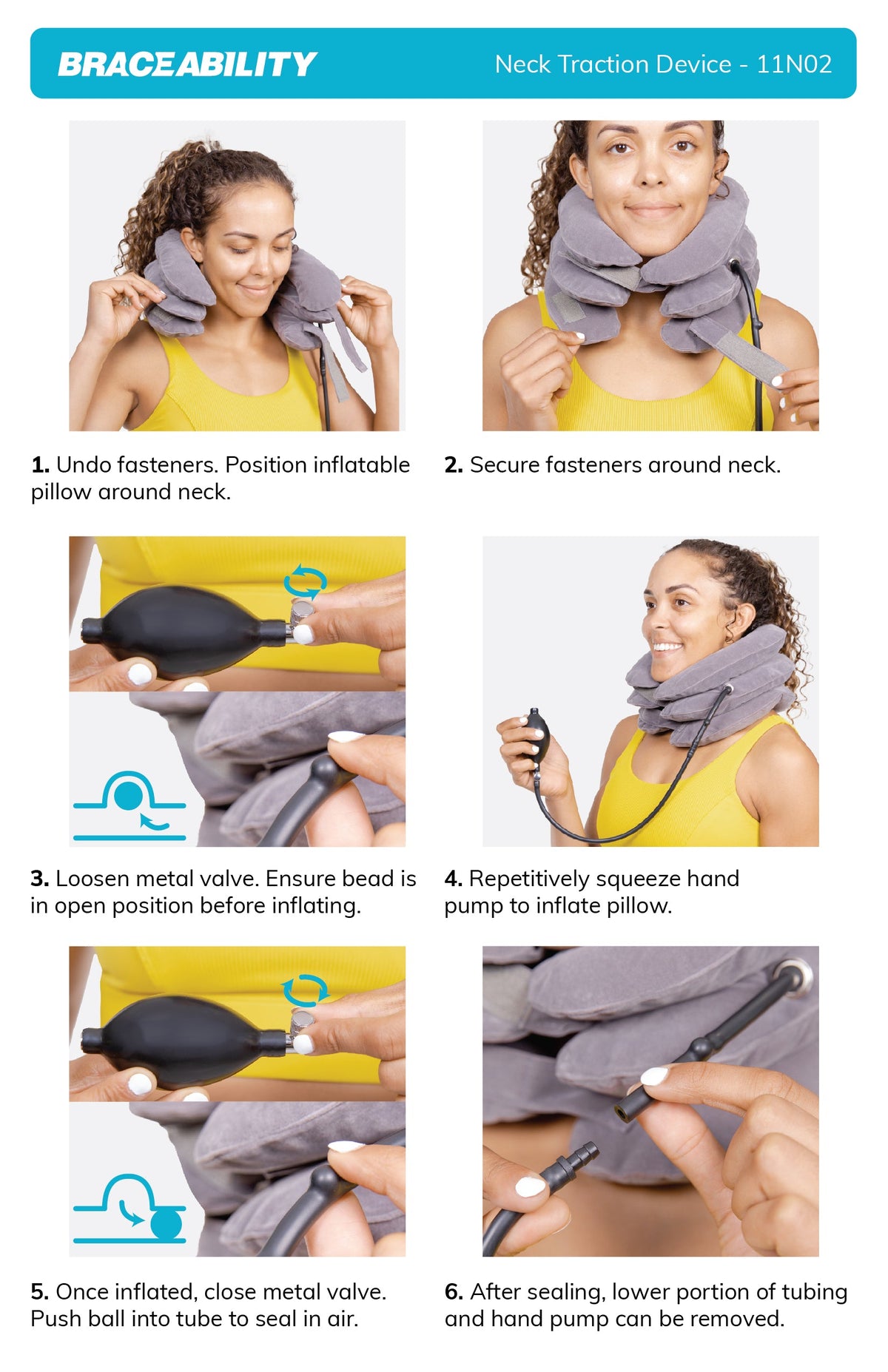Inflatable Neck Traction Device - Soft Cervical Stretcher Pillow with Pump for At-Home Decompression - FINAL SALE