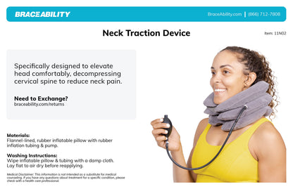 Inflatable Neck Traction Device - Soft Cervical Stretcher Pillow with Pump for At-Home Decompression - FINAL SALE