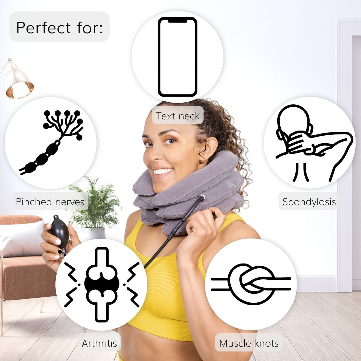 Inflatable Neck Traction Device - Soft Cervical Stretcher Pillow with Pump for At-Home Decompression - FINAL SALE