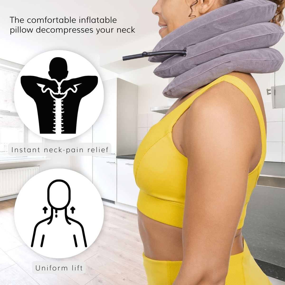 Inflatable Neck Traction Device - Soft Cervical Stretcher Pillow with Pump for At-Home Decompression - FINAL SALE