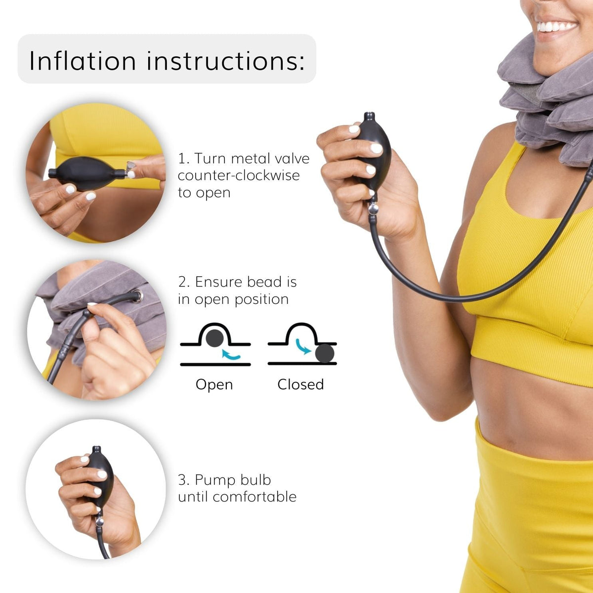 Inflatable Neck Traction Device - Soft Cervical Stretcher Pillow with Pump for At-Home Decompression - FINAL SALE