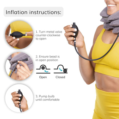 Inflatable Neck Traction Device - Soft Cervical Stretcher Pillow with Pump for At-Home Decompression - FINAL SALE
