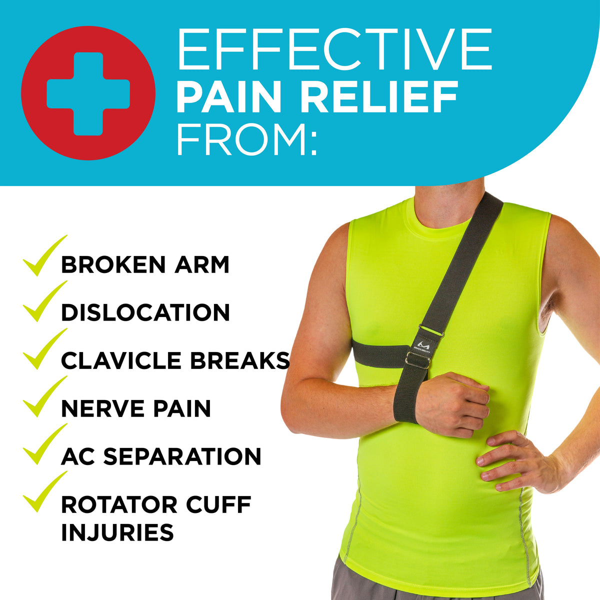 Waterproof Arm Sling | Comfortable Right or Left Universal Shoulder Support for Adults & Kids