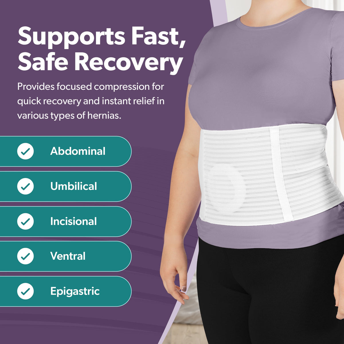 Stomach Hernia Brace | Navel, Belly Button, Hiatal, Epigastric, Ventral, Incisional & Spigelian Truss for Men or Women