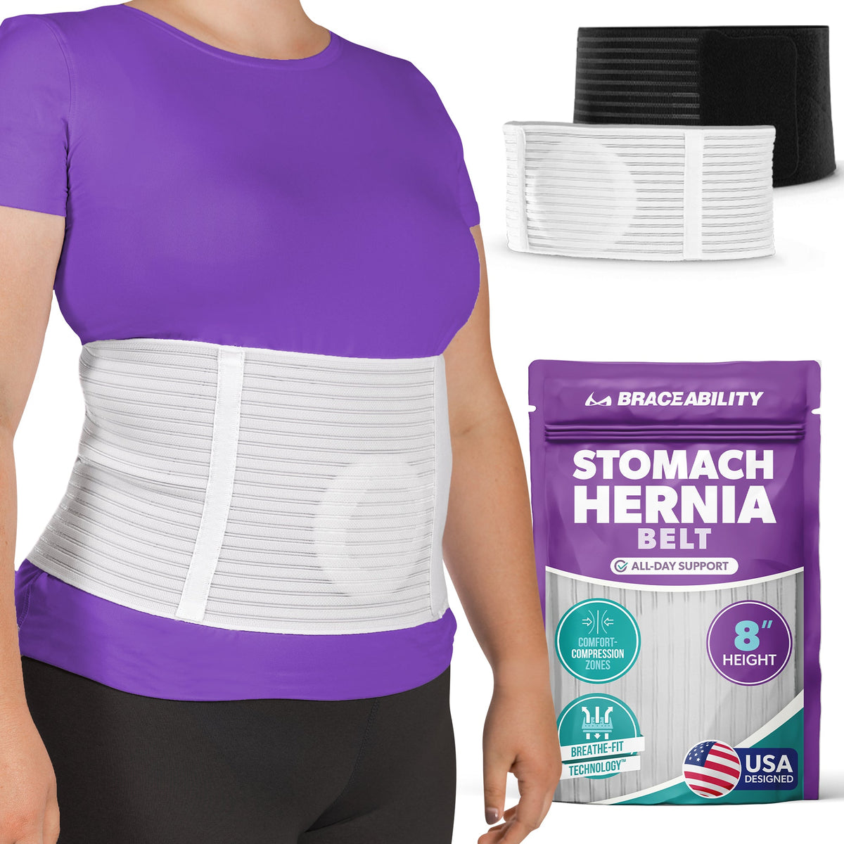 Stomach Hernia Brace | Navel, Belly Button, Hiatal, Epigastric, Ventral, Incisional & Spigelian Truss for Men or Women