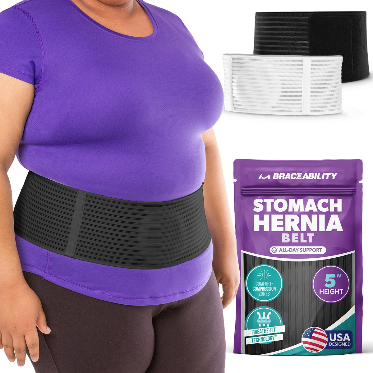 Stomach Hernia Brace | Navel, Belly Button, Hiatal, Epigastric, Ventral, Incisional & Spigelian Truss for Men or Women