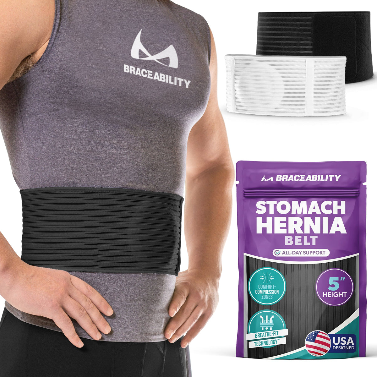 Stomach Hernia Brace | Navel, Belly Button, Hiatal, Epigastric, Ventral, Incisional & Spigelian Truss for Men or Women