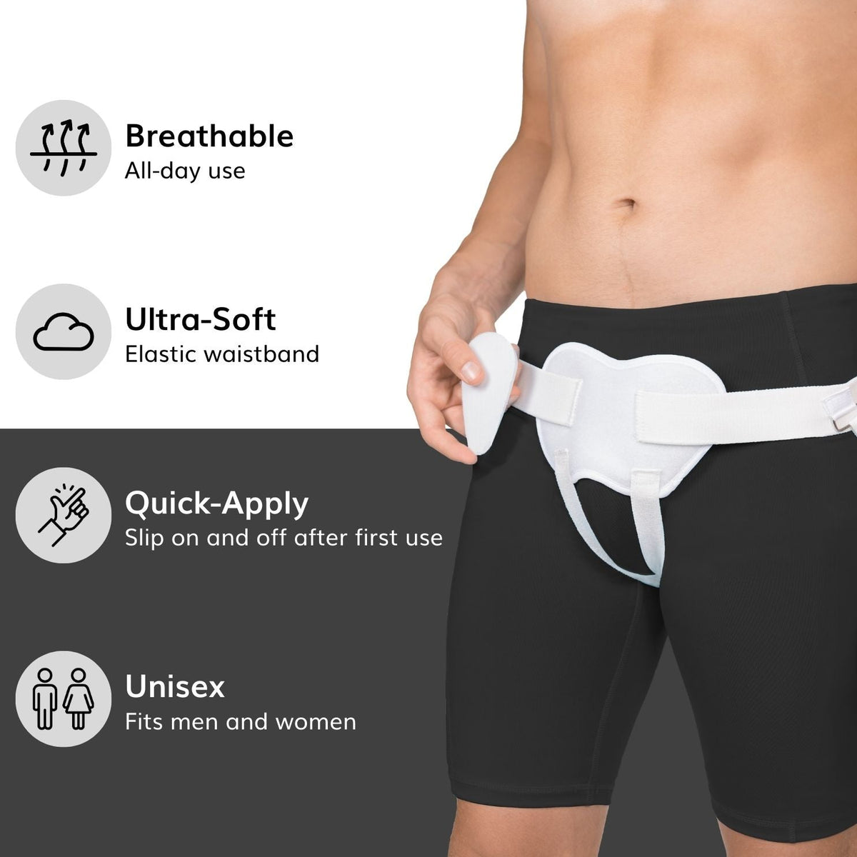 Inguinal Hernia Truss | Groin Support Brace with Adjustable Belt for Scrotal and Femoral Treatment - FINAL SALE