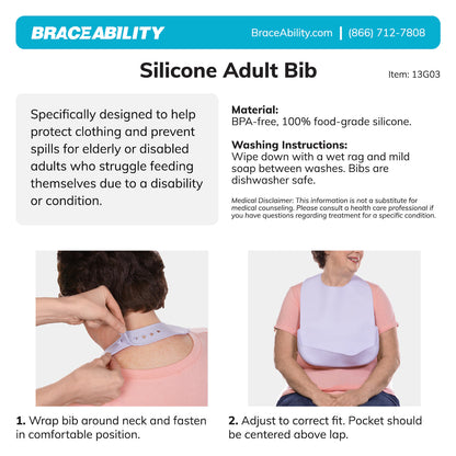Silicone Adult Bib - Washable Clothing Protector & Food Catcher for Elderly, Disabled, Special Needs - FINAL SALE