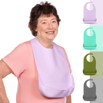 Silicone Adult Bib - Washable Clothing Protector & Food Catcher for Elderly, Disabled, Special Needs - FINAL SALE