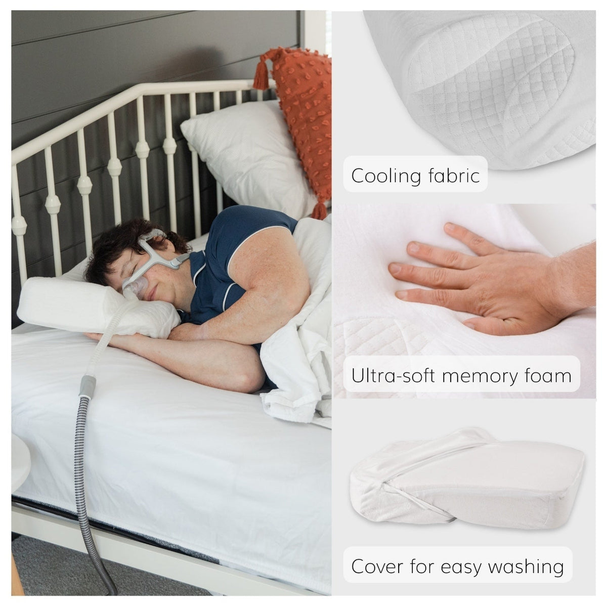 CPAP Side Sleeper Pillow | Contoured Positional Wedge for Sleep Apnea Treatment and Snoring Prevention - FINAL SALE
