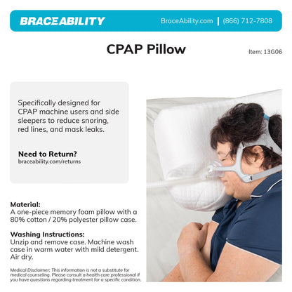 CPAP Side Sleeper Pillow | Contoured Positional Wedge for Sleep Apnea Treatment and Snoring Prevention - FINAL SALE
