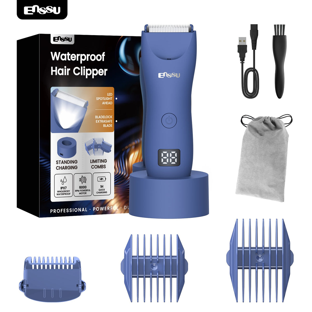 Aparador ENSSU Pro Azul – Ecrã Digital, Lanterna, IPX7 BraiLock™