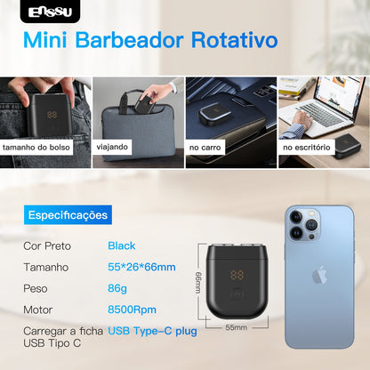 Máquina de Barbear Elétrica ENSSU – Sem Fios, À Prova de Água, USB