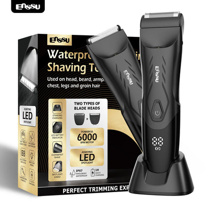 Kit Aparador Barba & Corpo ENSSU Max Preto – 2 em 1 com Base IPX7