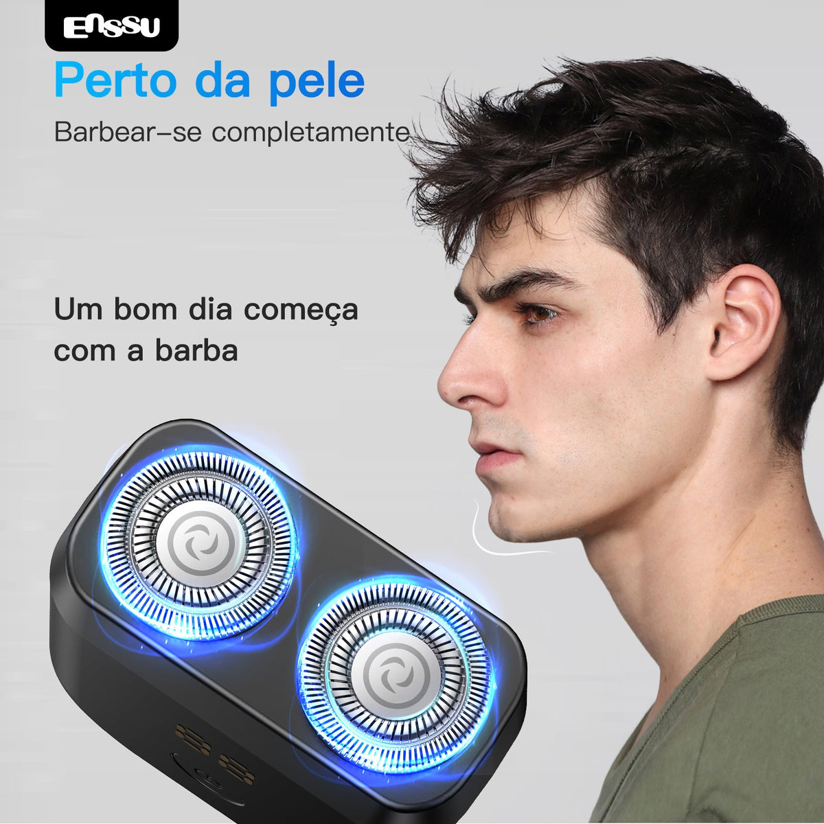 Máquina de Barbear Elétrica ENSSU – Sem Fios, À Prova de Água, USB