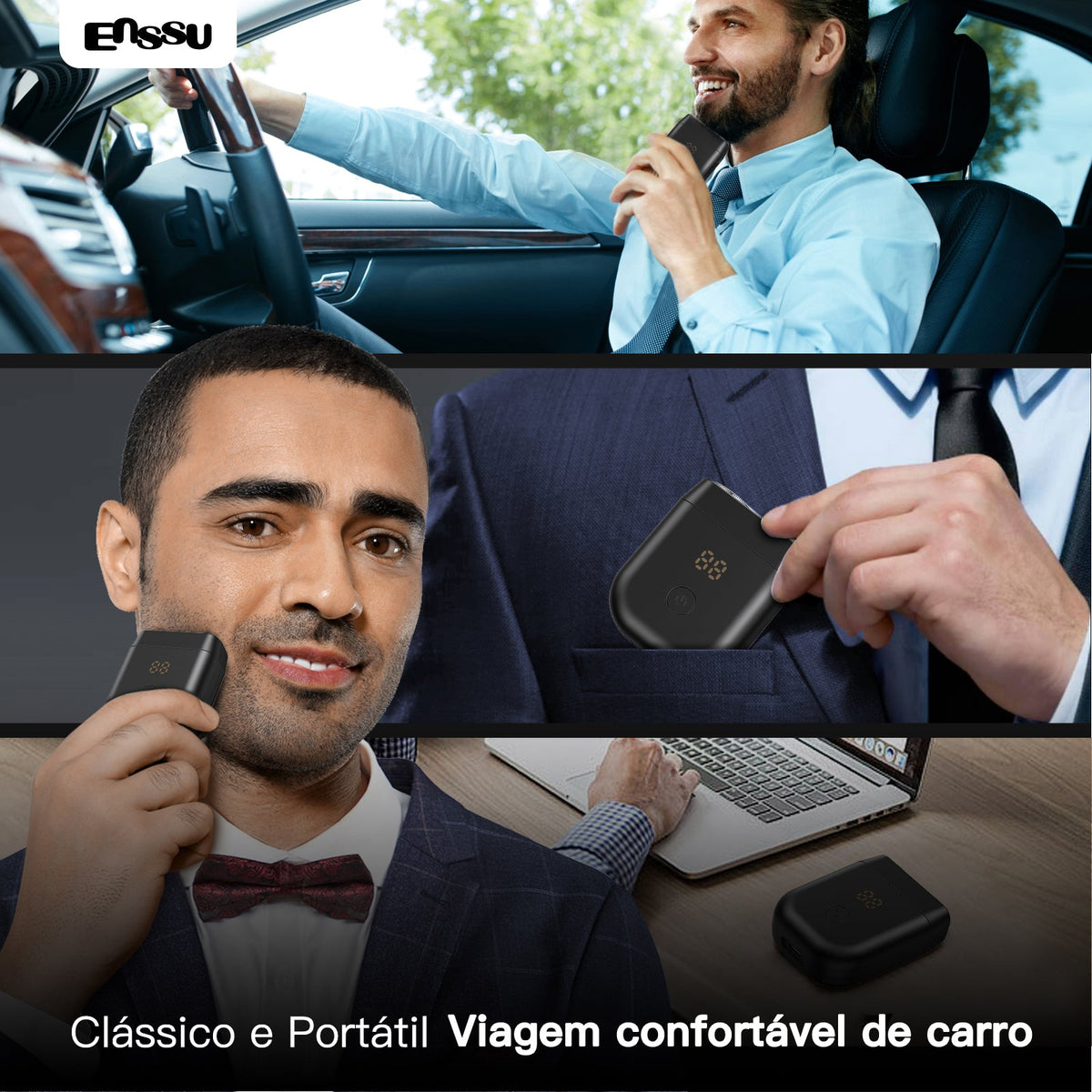 Máquina de Barbear Elétrica ENSSU – Sem Fios, À Prova de Água, USB