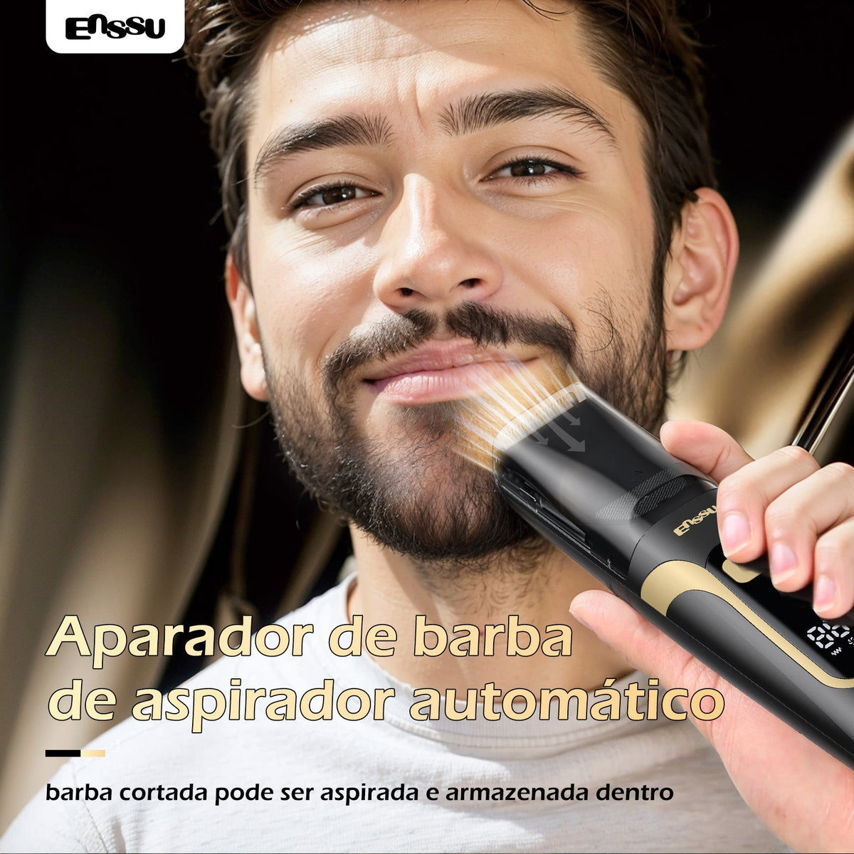 Aparador de Barba com Sucção ENSSU Max – 1-20 mm, Ecrã Digital IPX7