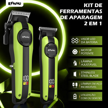 Conjunto Máquina de Cortar Cabelo e Aparador Profissional sem Fios ENSSU