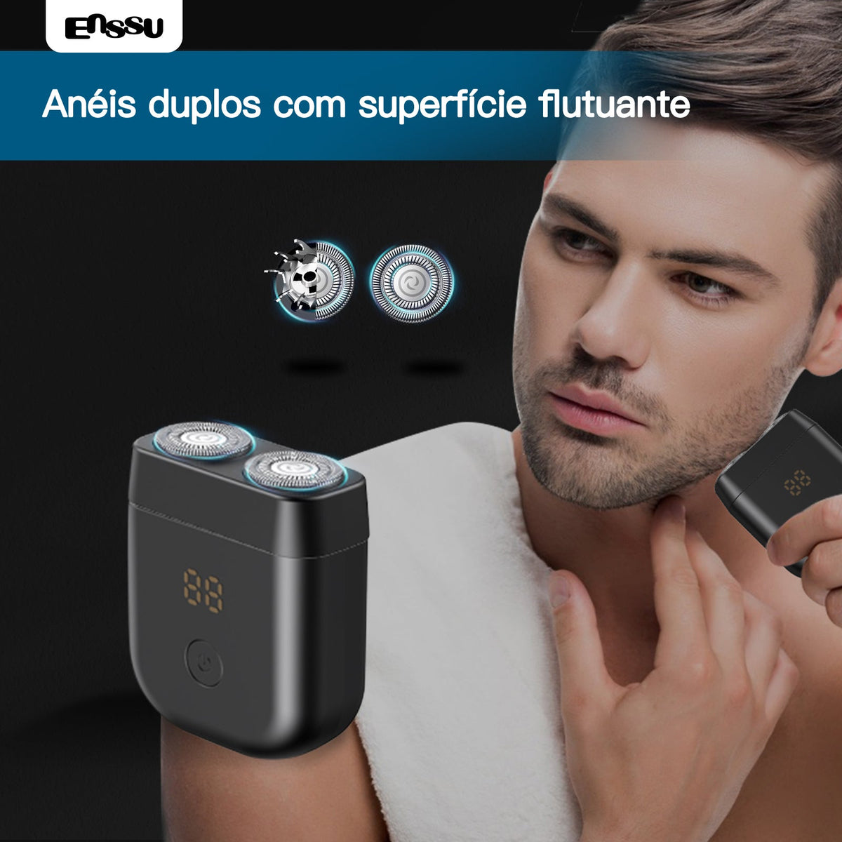 Máquina de Barbear Elétrica ENSSU – Sem Fios, À Prova de Água, USB