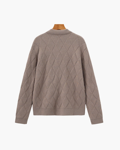 Heritage Diamond Knit Zip Cardigan