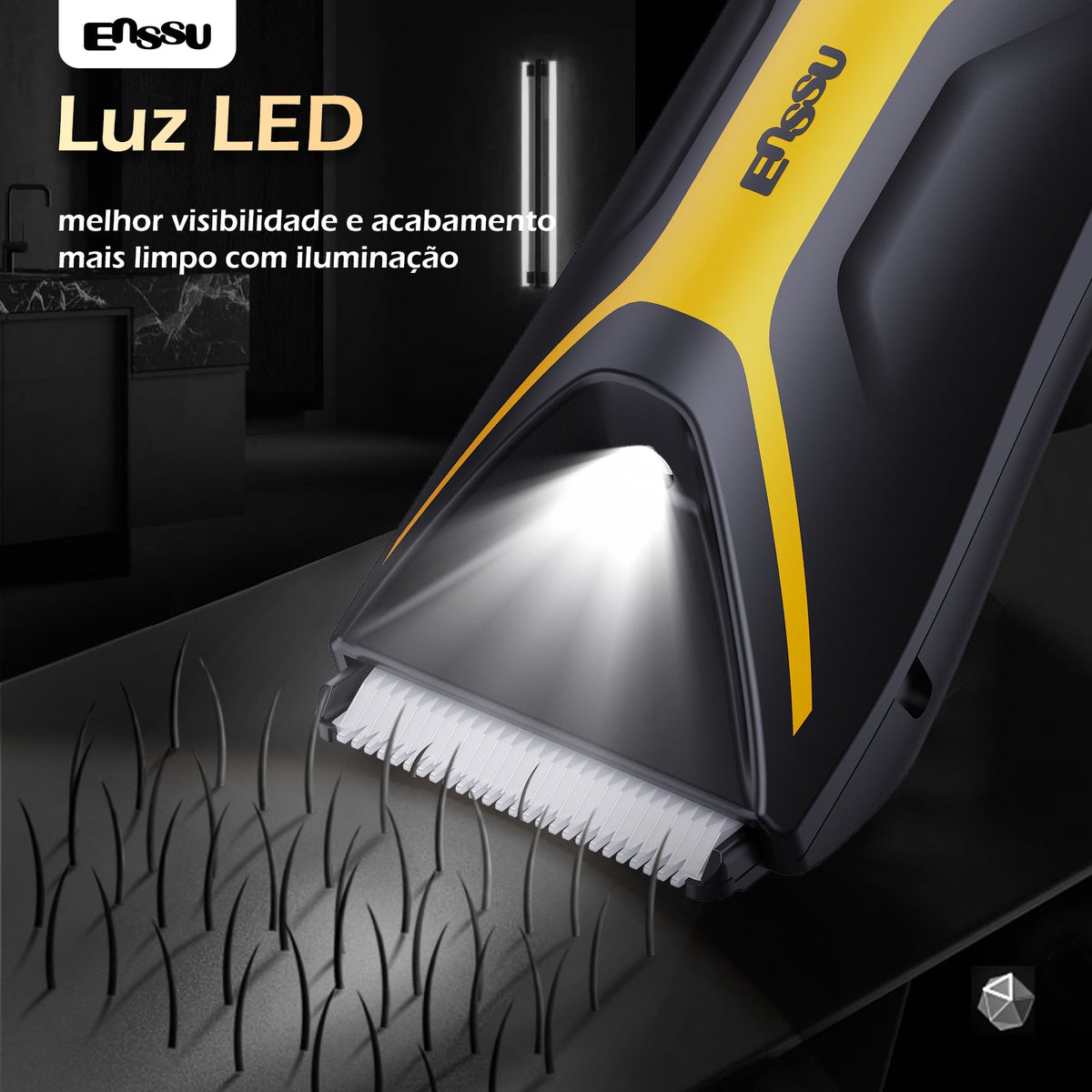 Aparador Corporal 2 em 1 ENSSU Pro Amarelo – BraiLock™ IPX7 Ecrã Digital