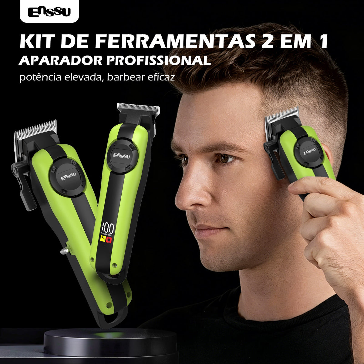 Conjunto Máquina de Cortar Cabelo e Aparador Profissional sem Fios ENSSU