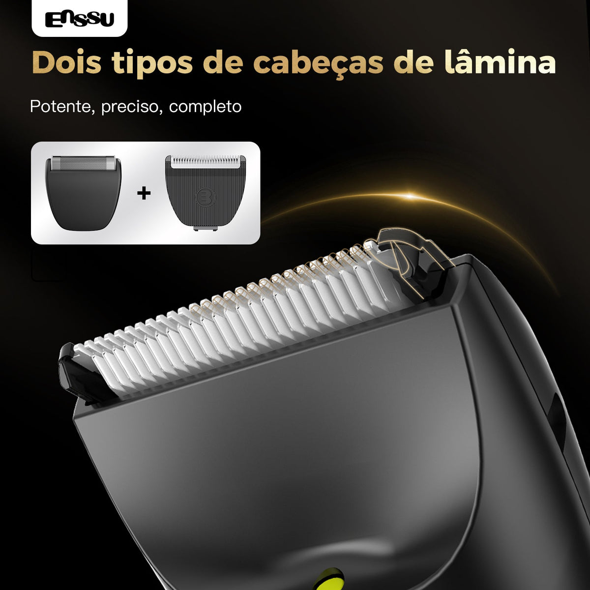 Kit Aparador Barba & Corpo ENSSU Max Preto – 2 em 1 com Base IPX7