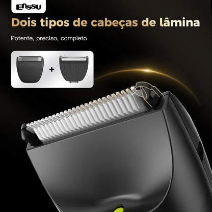 Kit Aparador Barba & Corpo ENSSU Max Preto – 2 em 1 com Base IPX7