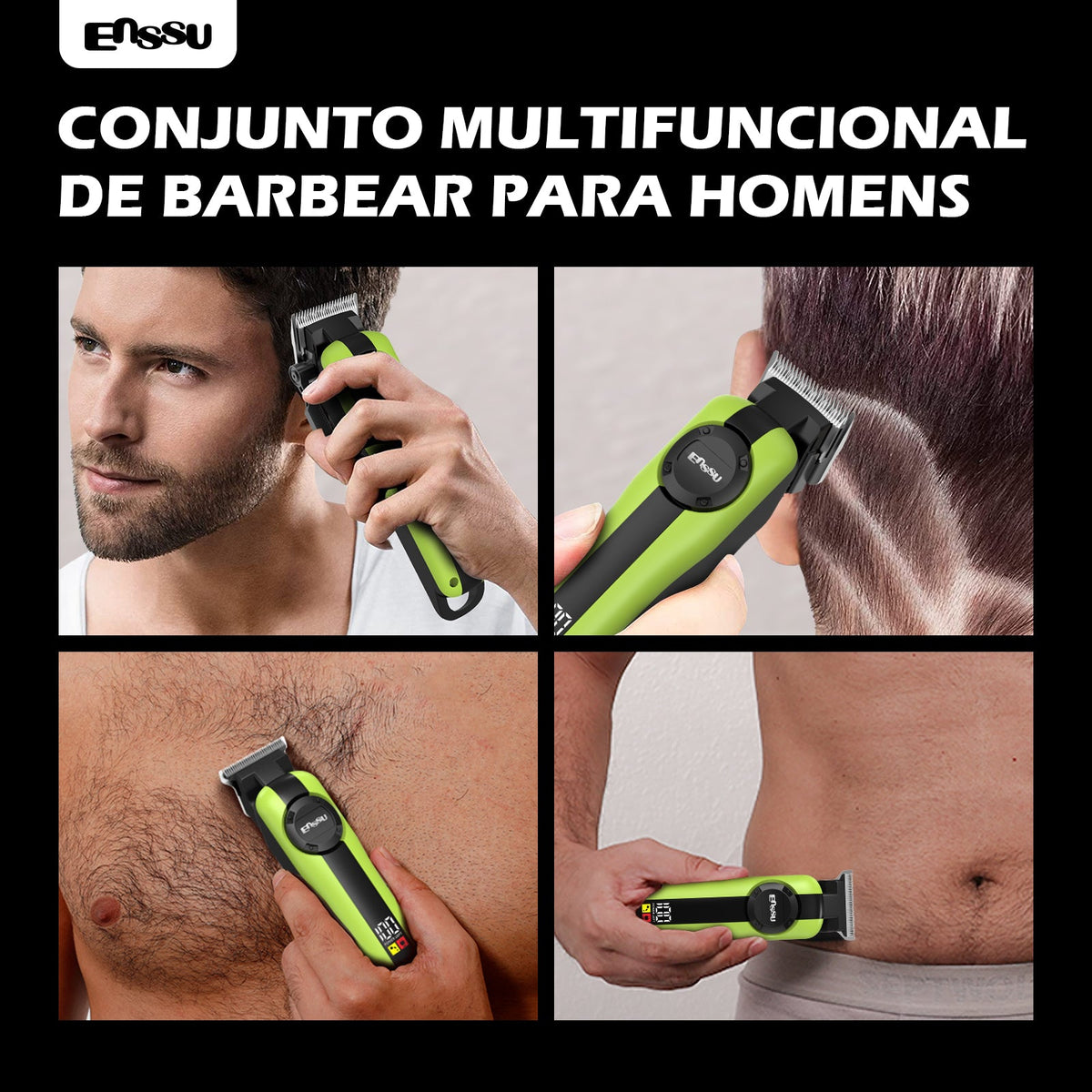 Conjunto Máquina de Cortar Cabelo e Aparador Profissional sem Fios ENSSU