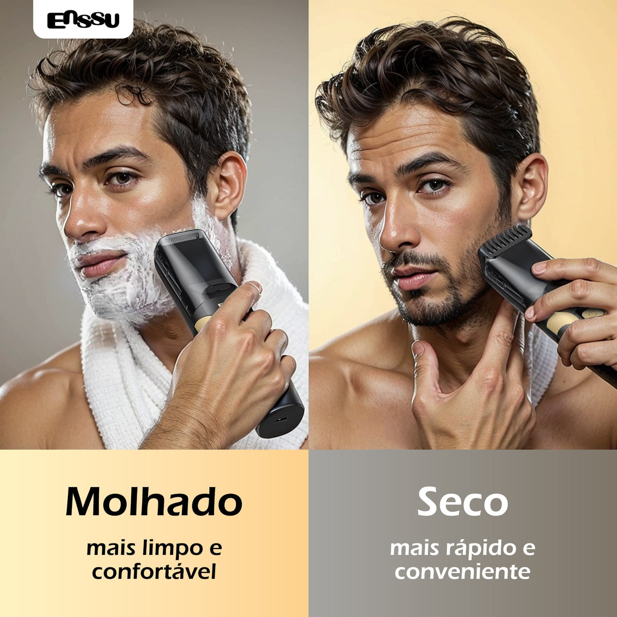 Aparador de Barba com Sucção ENSSU Max – 1-20 mm, Ecrã Digital IPX7