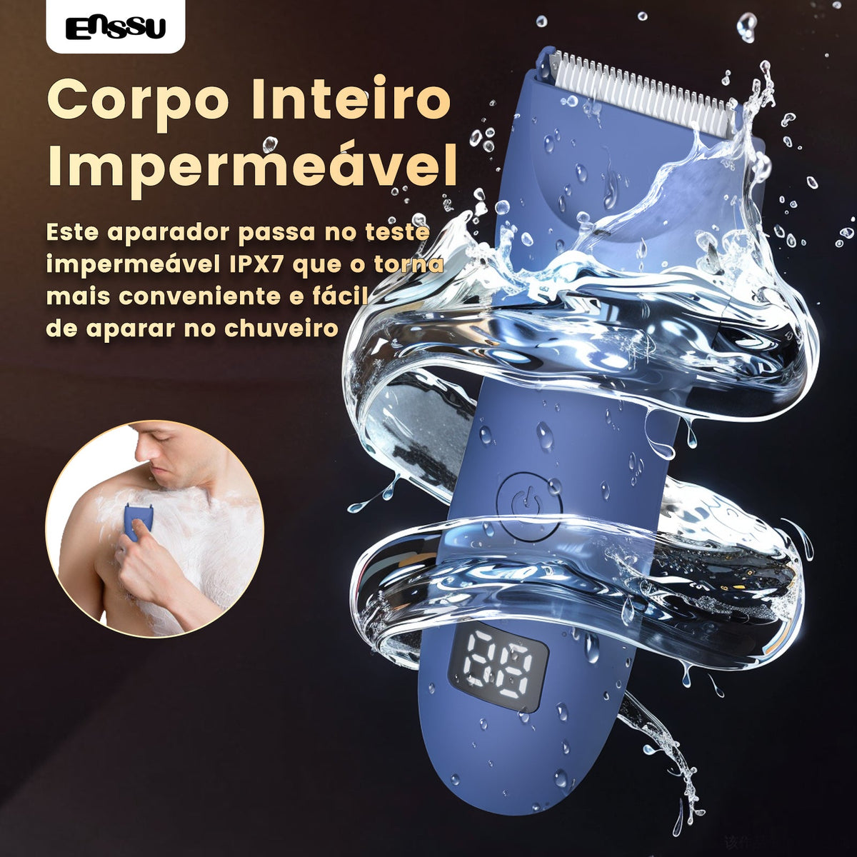 Aparador ENSSU Pro Azul – Ecrã Digital, Lanterna, IPX7 BraiLock™