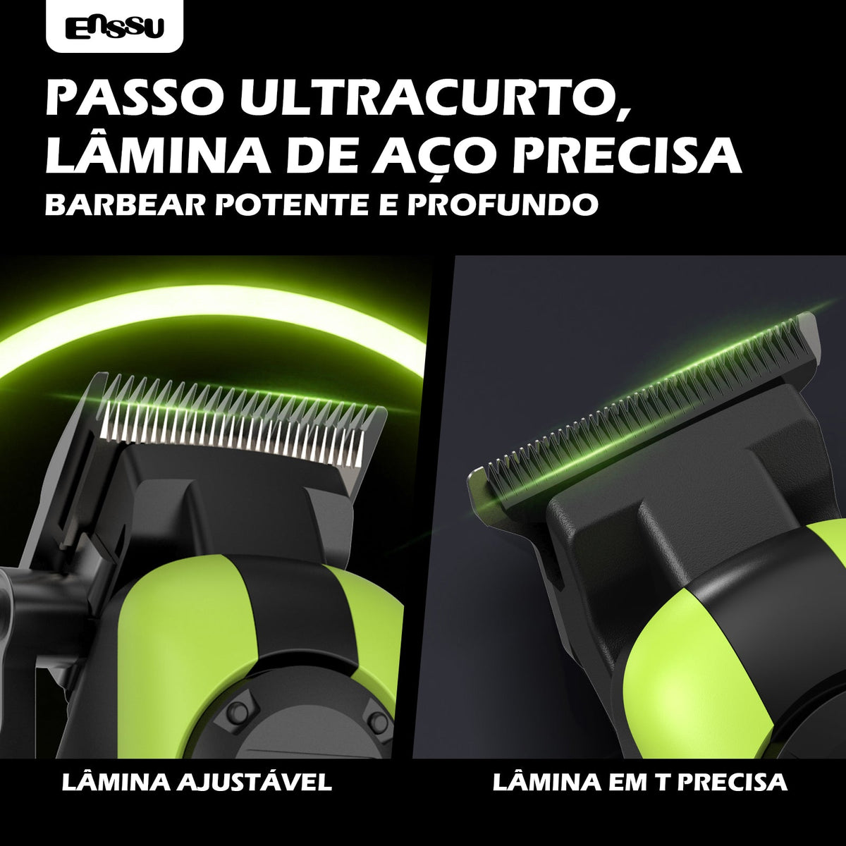 Conjunto Máquina de Cortar Cabelo e Aparador Profissional sem Fios ENSSU