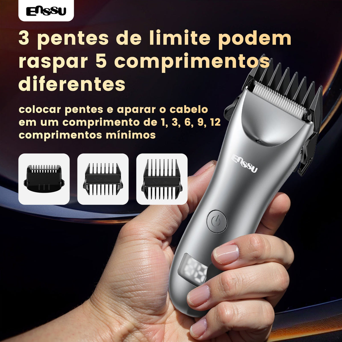 Aparador Corporal ENSSU Pro Cinza – Ecrã Numérico, 60 min, IPX7