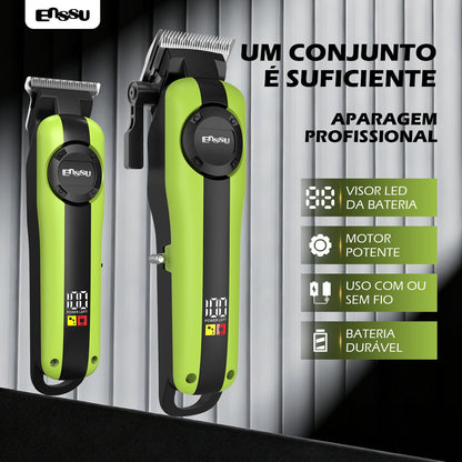 Conjunto Máquina de Cortar Cabelo e Aparador Profissional sem Fios ENSSU