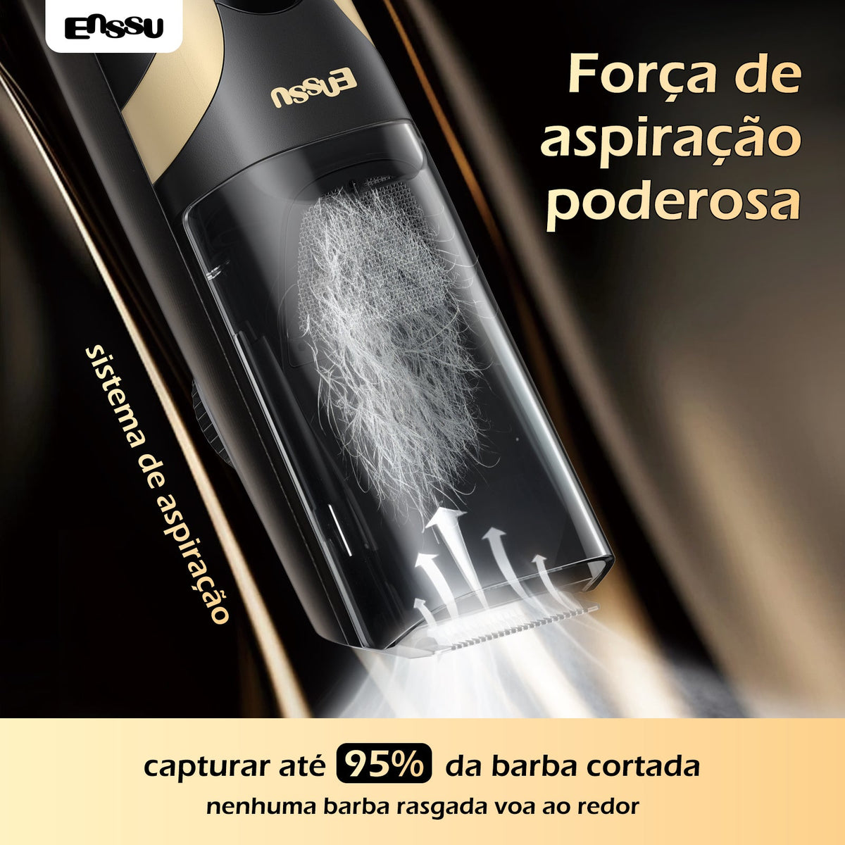 Aparador de Barba com Sucção ENSSU Max – 1-20 mm, Ecrã Digital IPX7