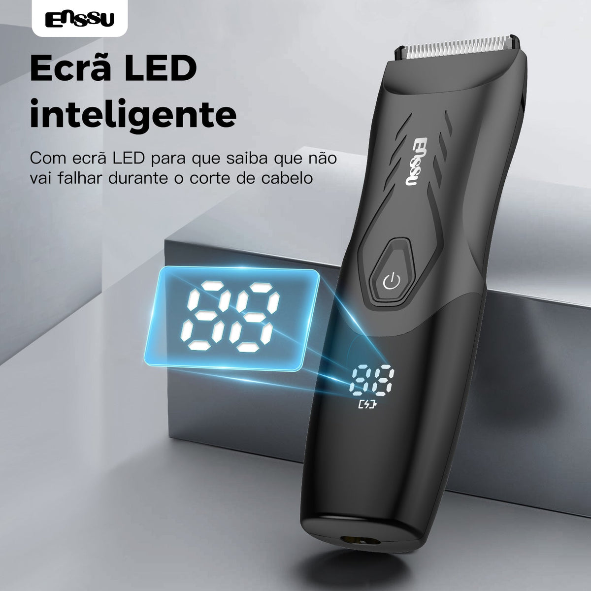 Kit Aparador Barba & Corpo ENSSU Max Preto – 2 em 1 com Base IPX7