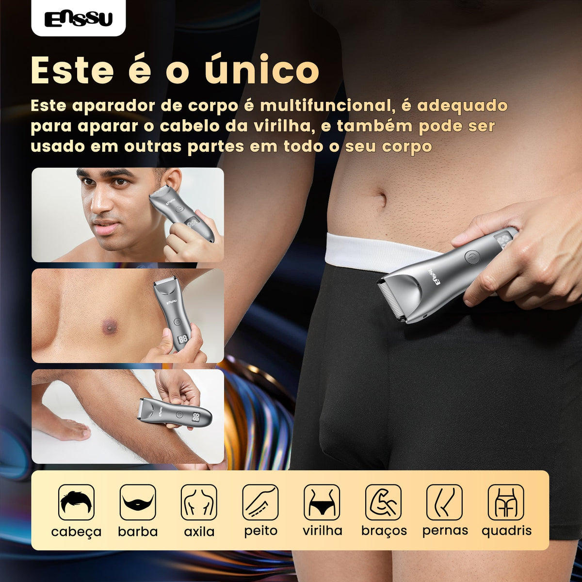 Aparador Corporal ENSSU Pro Cinza – Ecrã Numérico, 60 min, IPX7