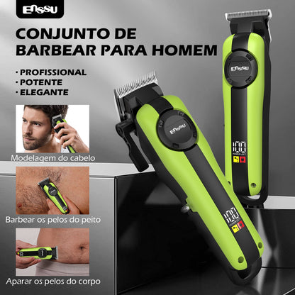 Conjunto Máquina de Cortar Cabelo e Aparador Profissional sem Fios ENSSU
