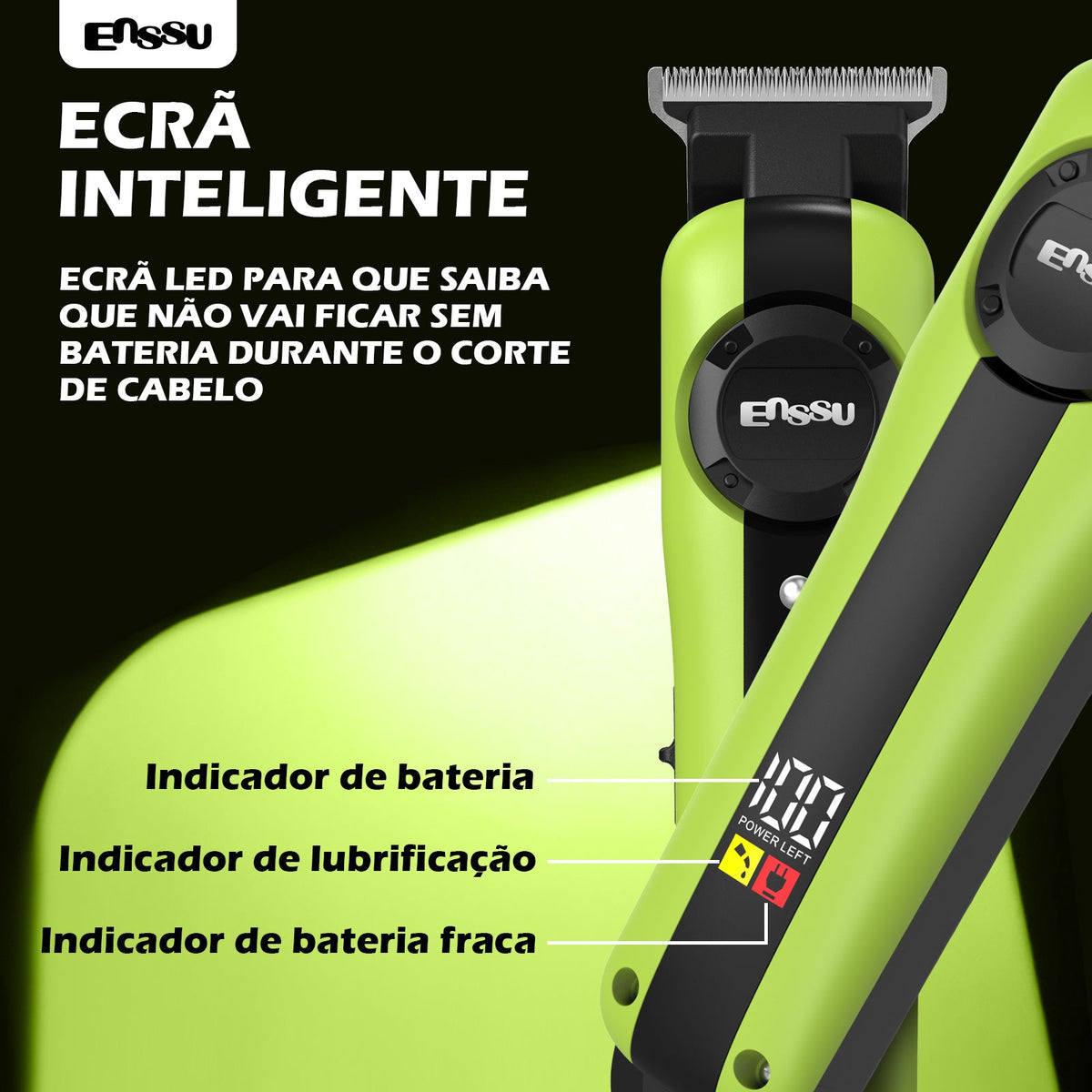 Conjunto Máquina de Cortar Cabelo e Aparador Profissional sem Fios ENSSU