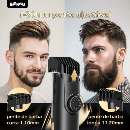 Aparador de Barba com Sucção ENSSU Max – 1-20 mm, Ecrã Digital IPX7