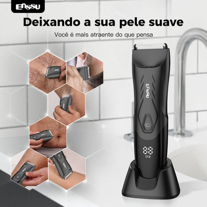 Kit Aparador Barba & Corpo ENSSU Max Preto – 2 em 1 com Base IPX7