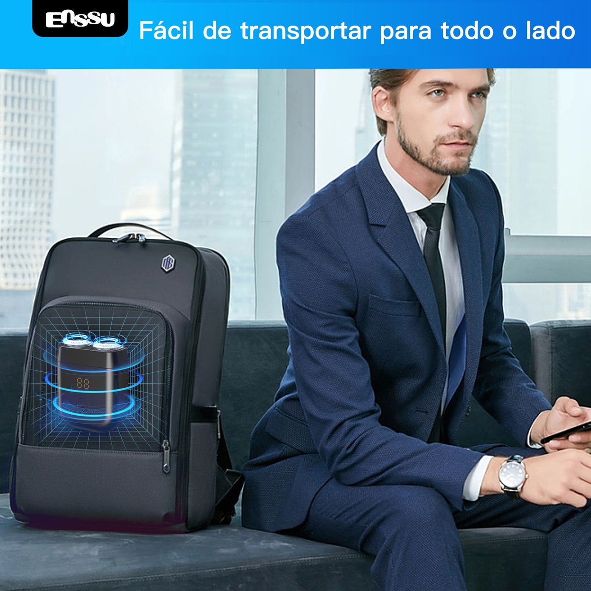 Máquina de Barbear Elétrica ENSSU – Sem Fios, À Prova de Água, USB