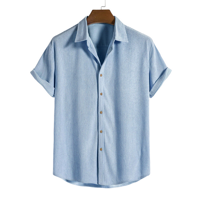 Short-Sleeved Corduroy Button Up Shirt & Shorts