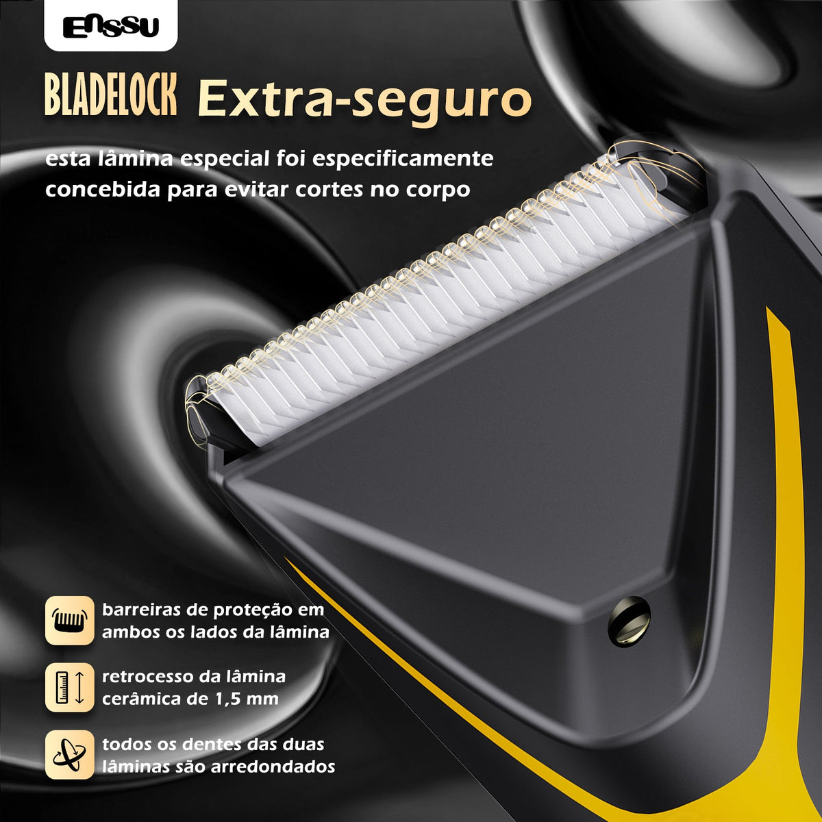 Aparador Corporal 2 em 1 ENSSU Pro Amarelo – BraiLock™ IPX7 Ecrã Digital